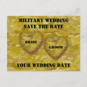 Militärische Hochzeit rettet das Datum Ankündigungspostkarte