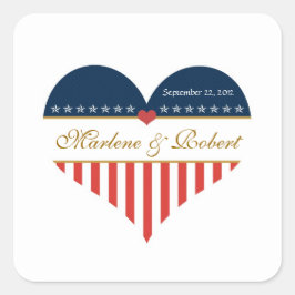 Militärische Hochzeitsaufkleber der US-Herzenflagg Quadratischer Aufkleber