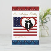 Militärische Hochzeitseinladungsflagge Herz-Silhou Einladung (Stehend Vorderseite)