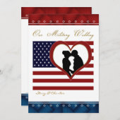 Militärische Hochzeitseinladungsflagge Herz-Silhou Einladung (Vorne/Hinten)