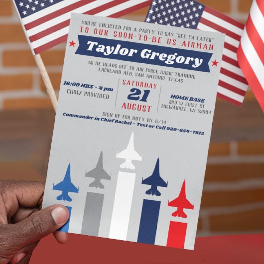 Militärische Kampfjet-Luftwaffe geht weg Party Einladung