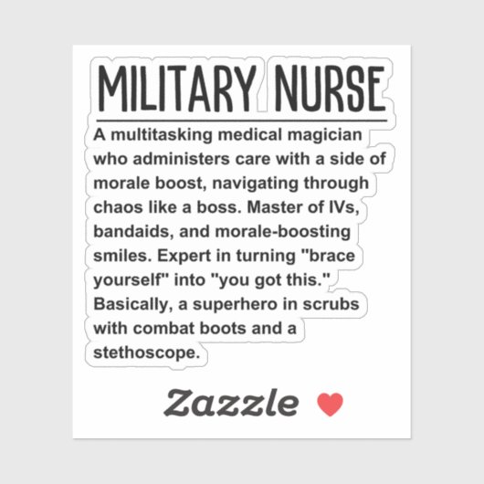 Militärische Krankenschwester Aufkleber (Blatt)