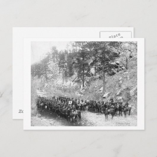 Militärische Männer in Reihen auf Pferderückenfoto Postkarte (Vorne/Hinten)