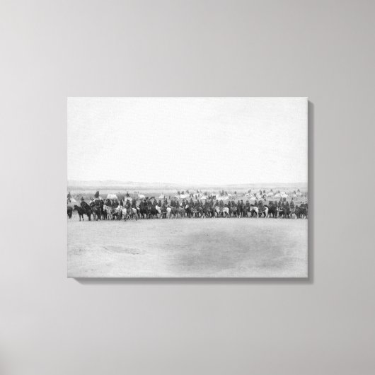 Militärische Männer mit 70 Lakota-Indianern Leinwanddruck (Vorderseite)