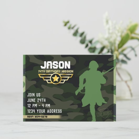 Militärische Party Einladung (Stehend Vorderseite)