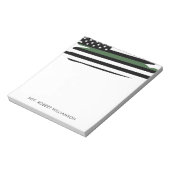 Militärische personalisiert dünne grüne Linie Notizblock (Rotiert)