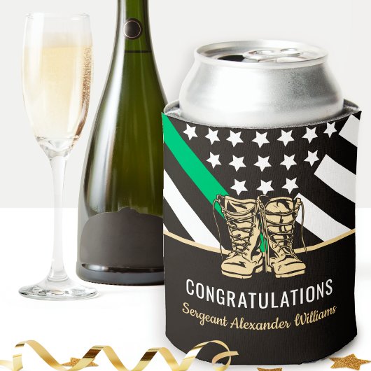 Militärische Rente - dünne, grüne Flagge - Armee Dosenkühler