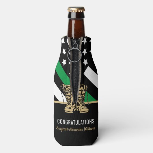 Militärische Rente - dünne, grüne Flagge - Armee Flaschenkühler (Flasche Rückseite)