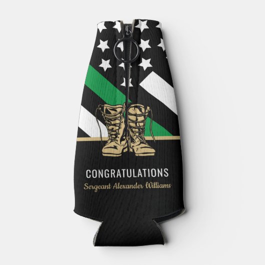 Militärische Rente - dünne, grüne Flagge - Armee Flaschenkühler (Rückseite)