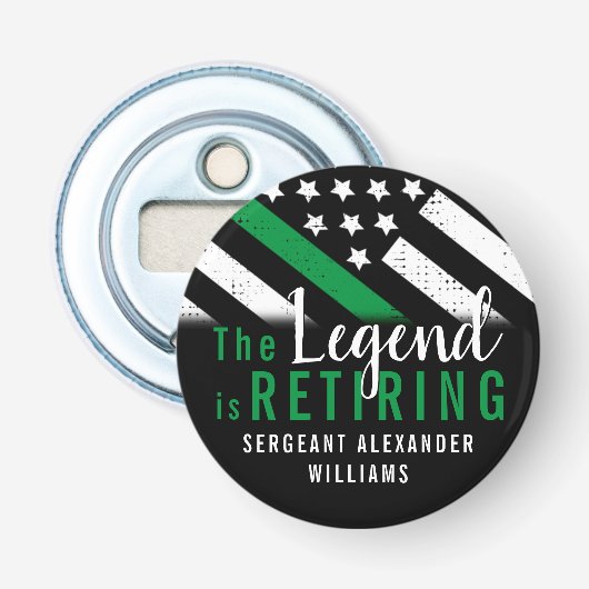 Militärische Rente - dünne, grüne Flagge - Armee Flaschenöffner (Vorderseite)