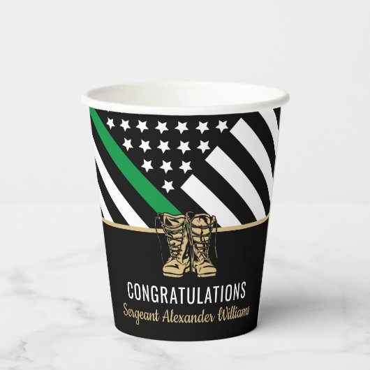 Militärische Rente - dünne, grüne Flagge - Armee Pappbecher (Rückseite)