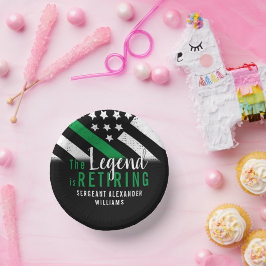 Militärische Rente - dünne, grüne Flagge - Armee Pappteller (Party)