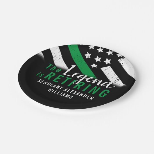 Militärische Rente - dünne, grüne Flagge - Armee Pappteller (Schrägansicht)