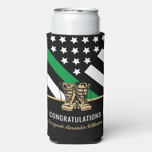 Militärische Rente - dünne, grüne Flagge - Armee Selters Dosenkühler (Seltzer Rückseite)