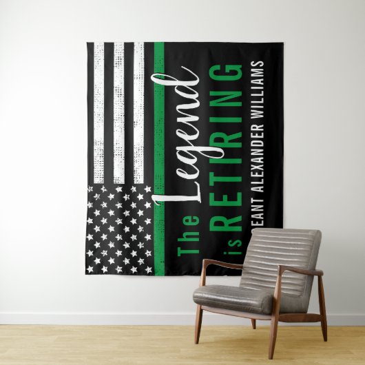 Militärische Rente - dünne, grüne Flagge - Armee Wandteppich (Beispiel)