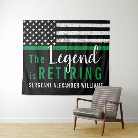 Militärische Rente - dünne, grüne Flagge - Armee Wandteppich (Beispiel (Horizontal))