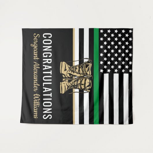 Militärische Rente - dünne, grüne Flagge - Armee Wandteppich (Vorderseite (Horizontal))