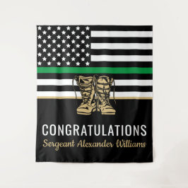 Militärische Rente - dünne, grüne Flagge - Armee Wandteppich