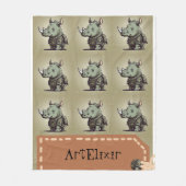 Militärische Rhinozeros Grüne Printwerbung Fleecedecke (Vorderseite)