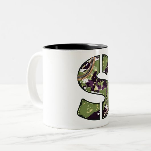 Militärische Schreibweise Zweifarbige Tasse (Vorderseite Links)