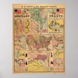Militärische strategische Karten des Vintagen Zivi Poster