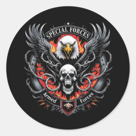 Militärische Streitkräfte begeistern Grafikdesign Runder Aufkleber