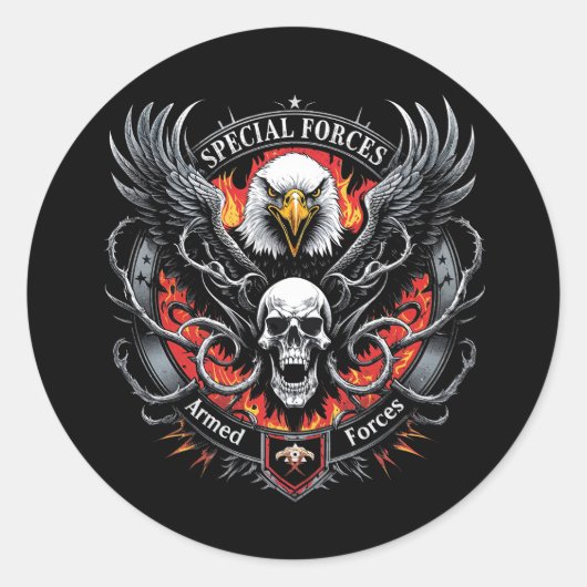 Militärische Streitkräfte begeistern Grafikdesign Runder Aufkleber (Vorderseite)