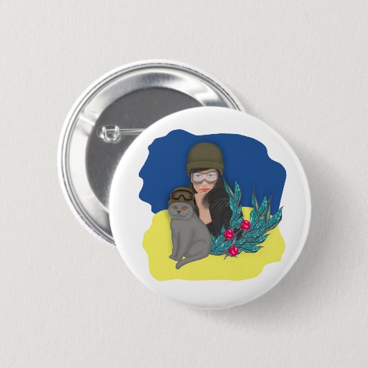 Militärische ukrainische Frau Button (Vorne & Hinten)