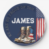 Militärische US-Fahne stimuliert BLAU auf dem Weg Pappteller (Vorderseite)