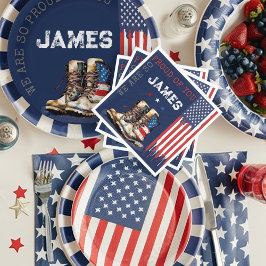 Militärische US-Fahne stimuliert BLAU auf dem Weg Serviette