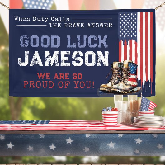 Militärische US-Flaggenstiefel gehen weg von Party Banner