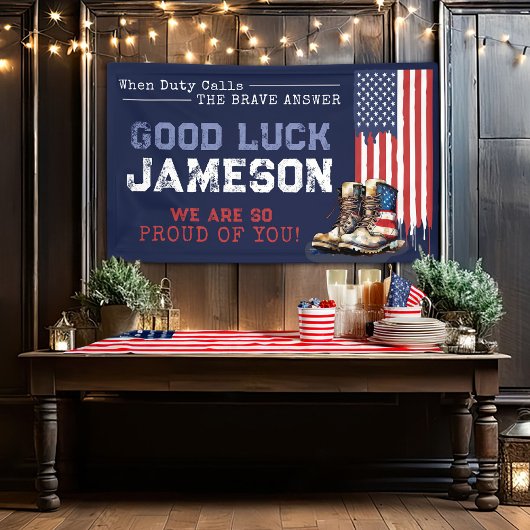 Militärische US-Flaggenstiefel gehen weg von Party Banner