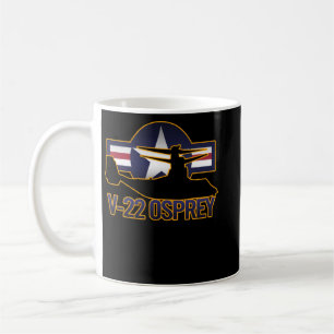 Militärische V22 Osprey Aircraft-Silhouette mit de Kaffeetasse