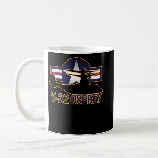 Militärische V22 Osprey Aircraft-Silhouette mit de Kaffeetasse (Links)