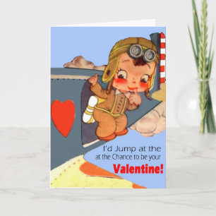 Militärische Vintage Flugkarte Valentine Feiertagskarte