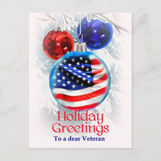 Militärische Weihnachtsfahne Amerikas für Veterane Postkarte (Vorderseite)