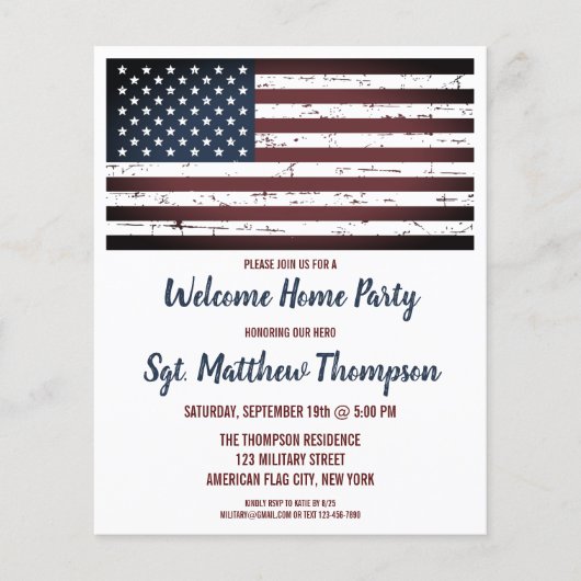 Militärische Willkommens-Zuhause-Party-Flag Einlad (Vorderseite)