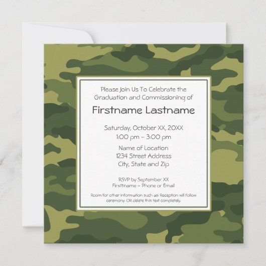 Militärischer Abschluss oder Party Einladung (Vorderseite)