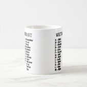 Militärischer Alphabet Phonetischer Code, Alpha Br Kaffeetasse (Mittel)