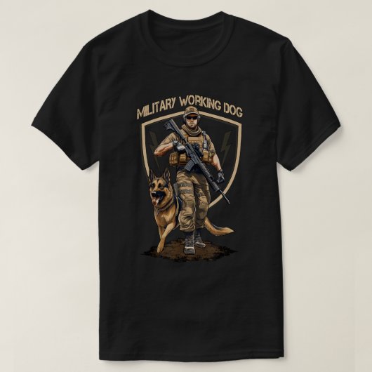 Militärischer Arbeitshund k9 und Soldat-T - Shirt (Design vorne)