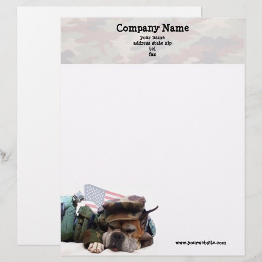 Militärischer Boxer-Dog-Letter Briefbogen (Vorne/Hinten)