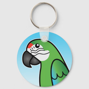 Militärischer Cartoon Macaw Parrot Bird Schlüsselanhänger