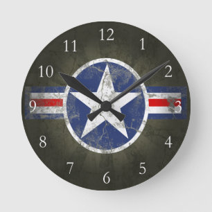 Militärischer patriotischer Vintager Stern Runde Wanduhr