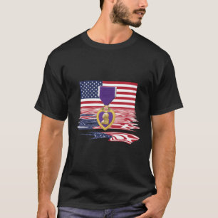 Militärischer T - Shirt gegen verwundete Lila Herz