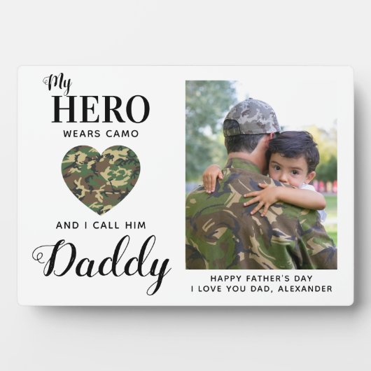 Militärischer Vater Mein Held trägt Camouflage Vät Fotoplatte (Vorderseite)