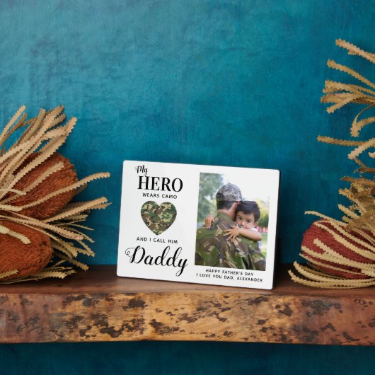 Militärischer Vater Mein Held trägt Camouflage Vät Fotoplatte (Seite)