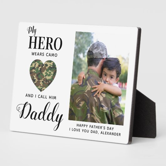 Militärischer Vater Mein Held trägt Camouflage Vät Fotoplatte (Seite)