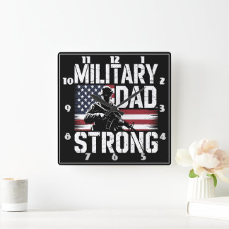 Militärischer Vater: Soldat, Flagge, stark Quadratische Wanduhr