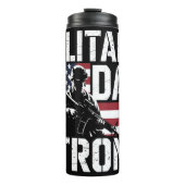 Militärischer Vater: Soldat, Flagge, stark Thermosbecher (Vorderseite)