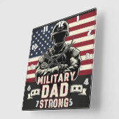 Militärischer Vater: stark, flagge, heldenhaft Quadratische Wanduhr (Winkel)